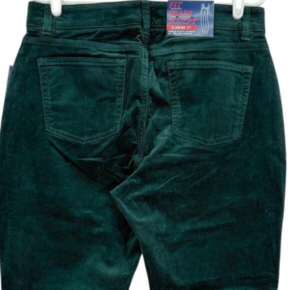 Chaps Womens Slimming Fit Shape Sculpt Stretch Green Corduroy Pants Size 12R NWT - Picture 4 of 11